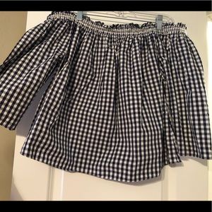 Madewell off the shoulder checkered shirt